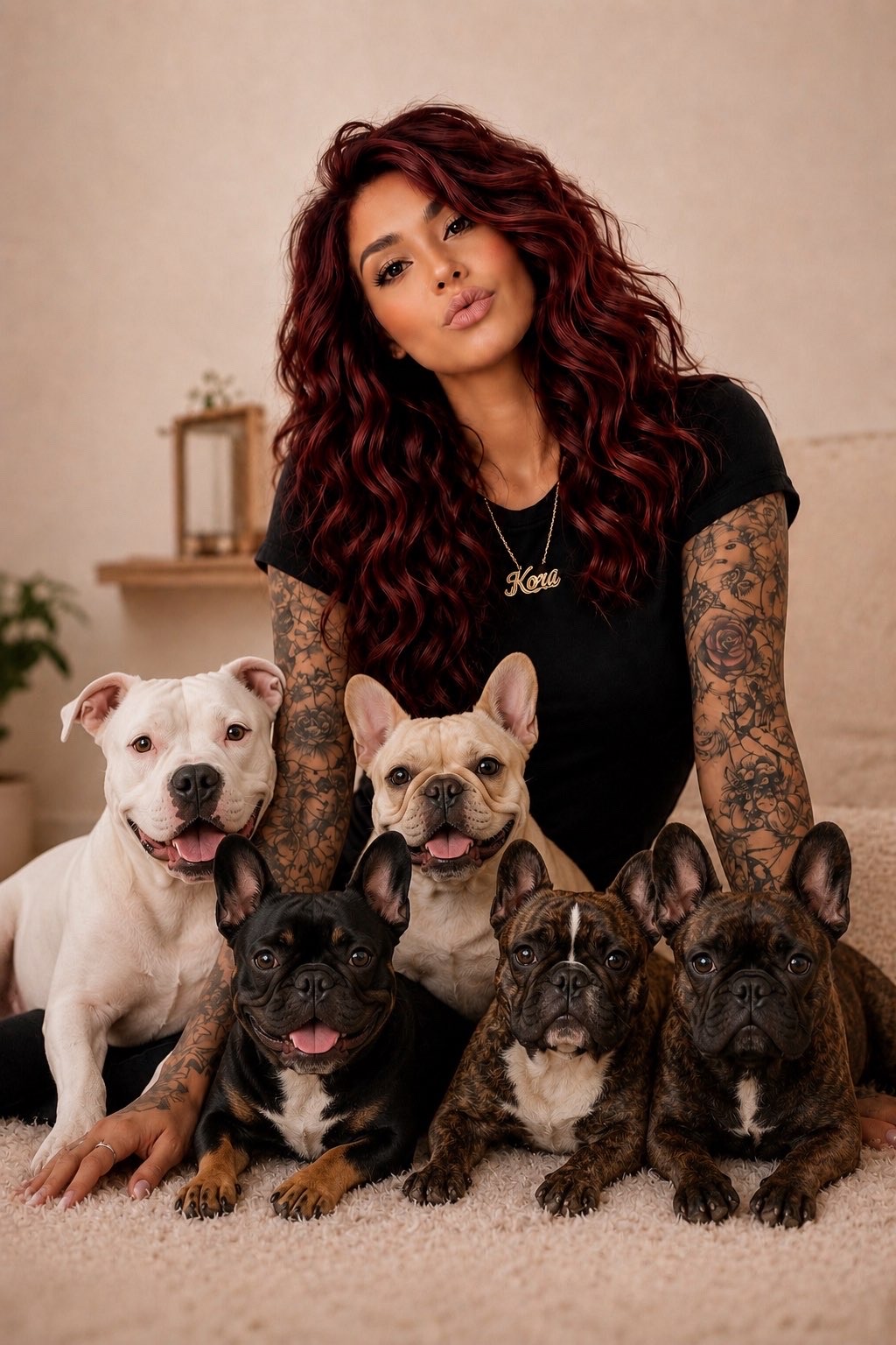 Kora with her dogs